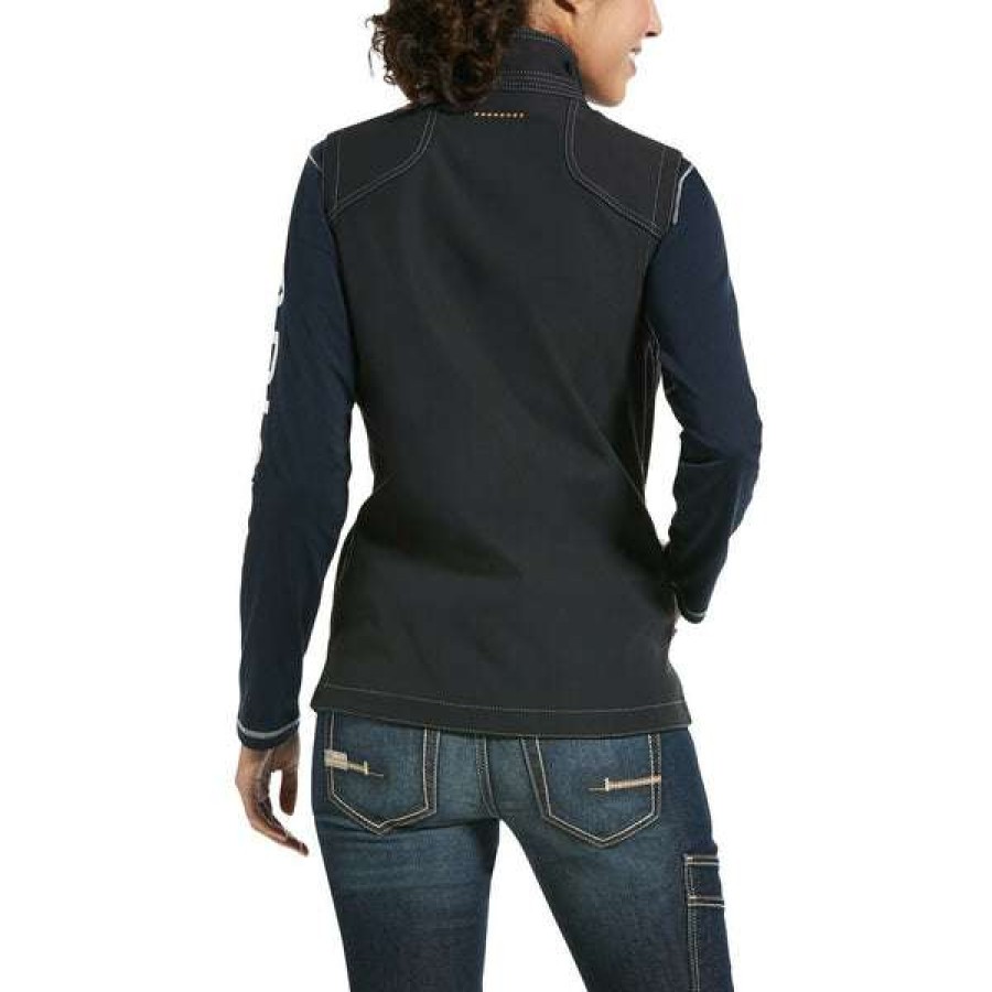 Fashions * | Ariat Ladies Rebar Stretch Canvas Softshell Vest 10032916 Shop Black