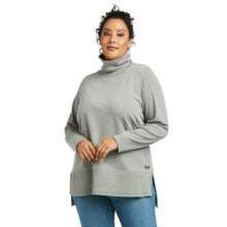 Fashions * | Ariat Ladies R.E.A.L. Funnel Heather Grey Sweater 10037340 Excellent Quality