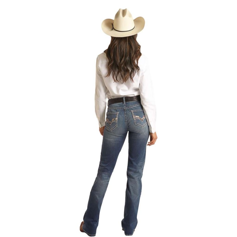 Fashions * | Rock & Roll Denim Ladies Cowhide Applique Riding Jeans Rrwd4Rrzt3 Special Offers