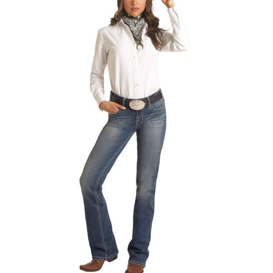 Fashions * | Rock & Roll Denim Ladies Cowhide Applique Riding Jeans Rrwd4Rrzt3 Special Offers