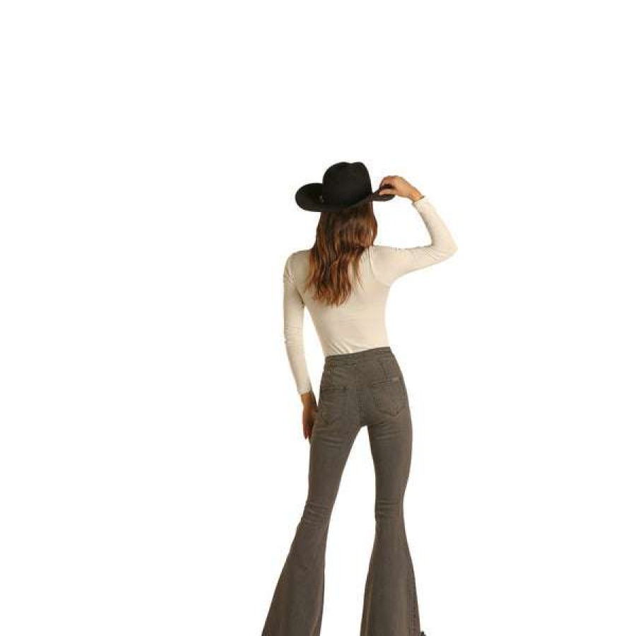 Fashions * | Rock & Roll Denim Ladies High Rise Bargain Bells Wpb2669 Bestsellers Grey