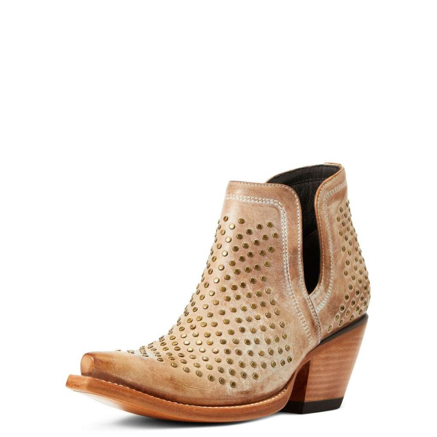 Booties * | Ariat Ladies Dixon Studs Old West Tan Snip Toe Booties 10038382 Exclusive