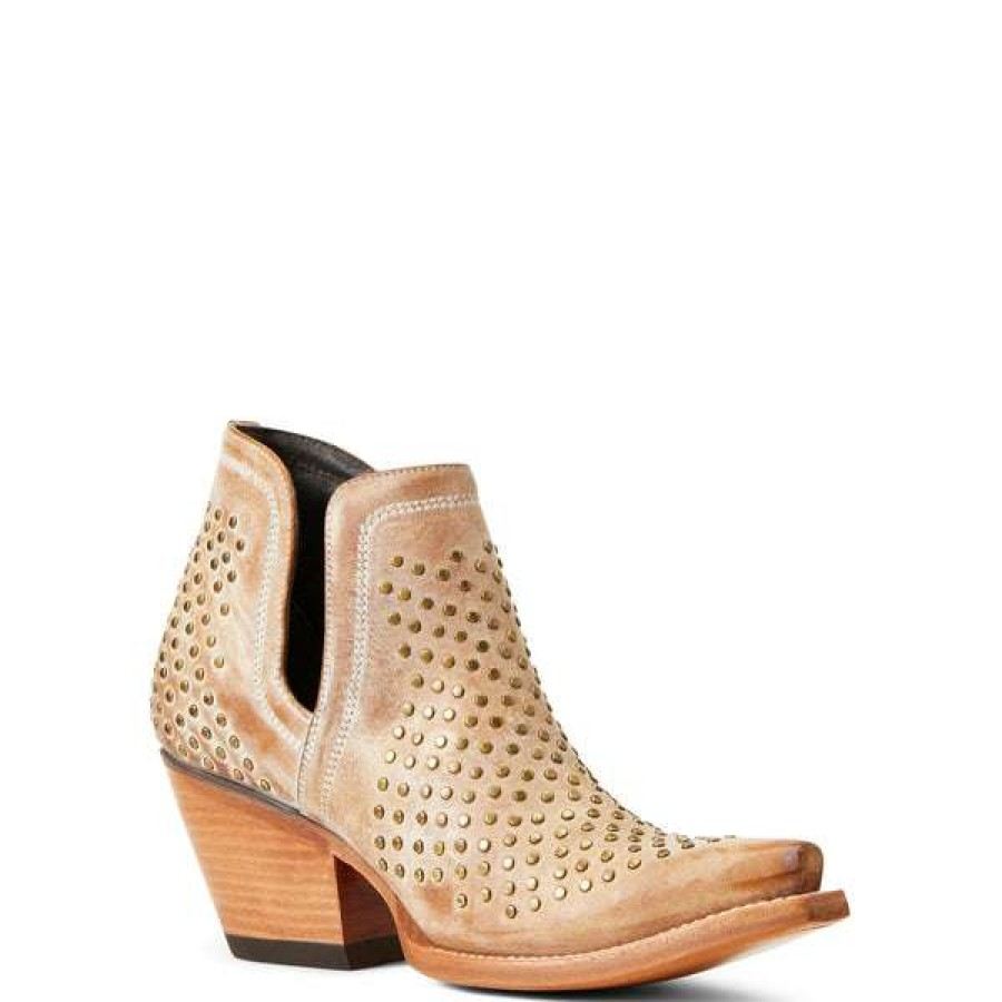 Booties * | Ariat Ladies Dixon Studs Old West Tan Snip Toe Booties 10038382 Exclusive