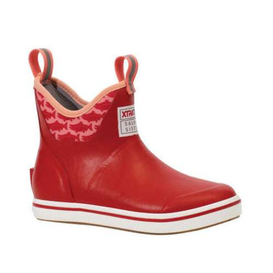 Booties * | Xtratuf Ladies Red & Sockeye Salmon 6 Ankle Deck Boots Xwab-6Ks Featured