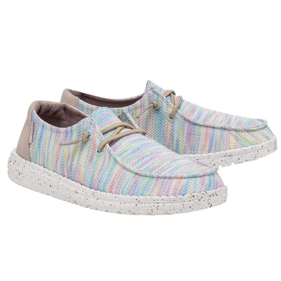 Shoes * | Hey Dude Ladies Wendy Sox Aurora White Slip On Shoes 121920214 Fashionable Multicolor