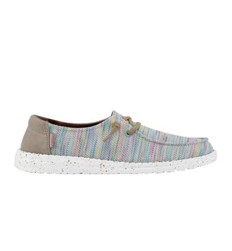 Shoes * | Hey Dude Ladies Wendy Sox Aurora White Slip On Shoes 121920214 Fashionable Multicolor