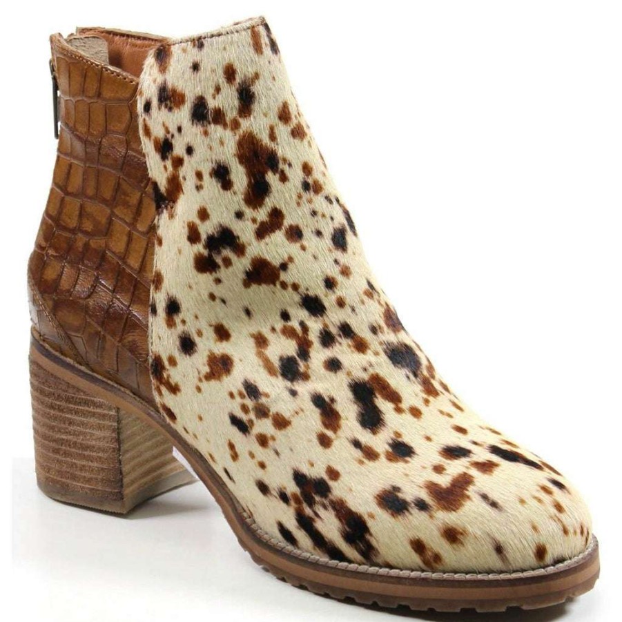 Booties * | Diba True Ladies Kam Den Tan Cow Ankle Boots 69210 Good Quality