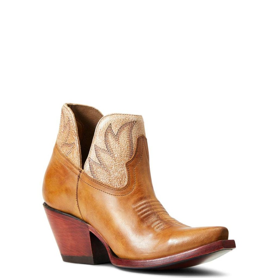 Booties * | Ariat Ladies Hazel Palomino & Sanded White Snip Toe Booties 10040394 Fashionable