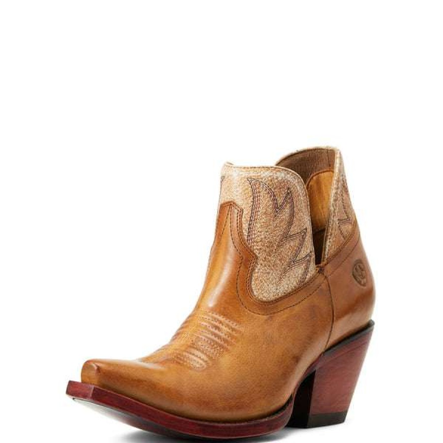 Booties * | Ariat Ladies Hazel Palomino & Sanded White Snip Toe Booties 10040394 Fashionable