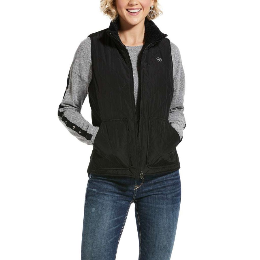 Fashions * | Ariat Ladies Real Black Reversible Dilon Vest 10032986 Latest Fashion