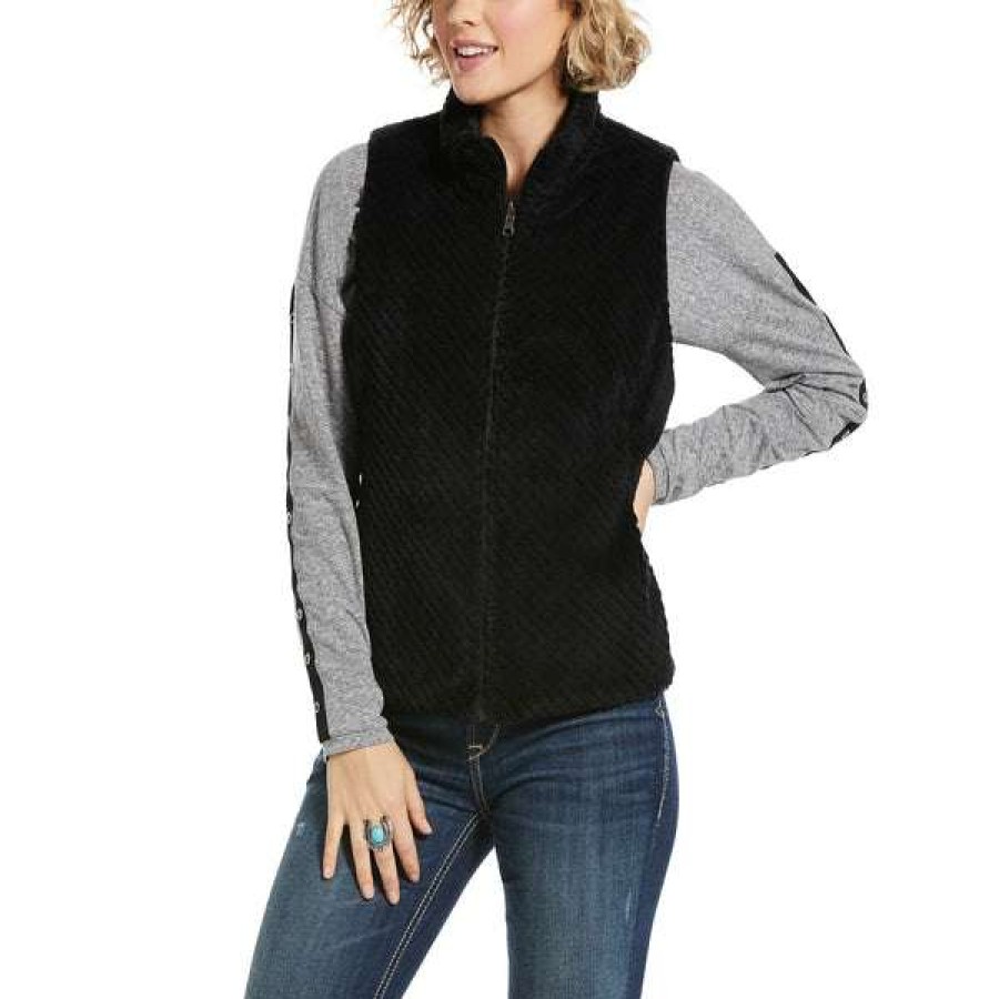 Fashions * | Ariat Ladies Real Black Reversible Dilon Vest 10032986 Latest Fashion