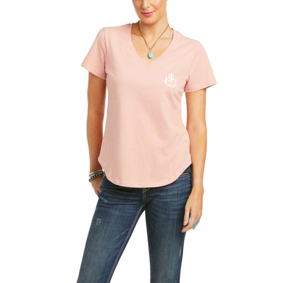 Fashions * | Ariat Ladies Gone West Blush Pink T-Shirt 10036163 Excellent Quality