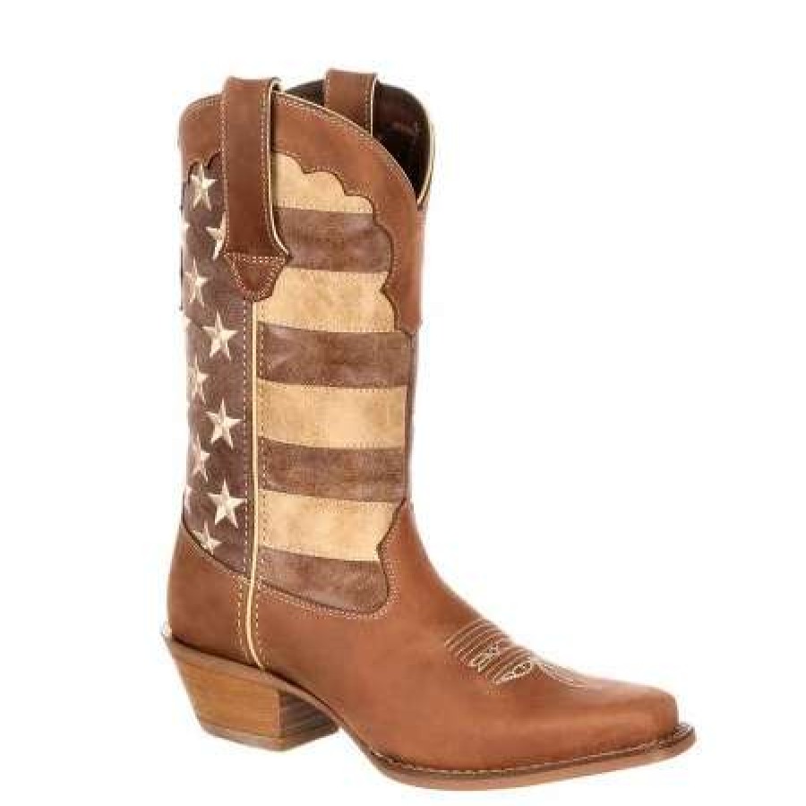 Booties * | Durango Ladies Union Flag Distressed Western Boots Drd0131 Featured Brown