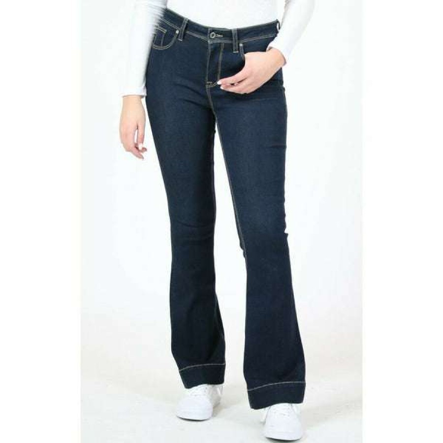 Fashions * | Grace In L.A. Ladies Easy Trouser Dark Jeans El81568-32 Exclusive Blue