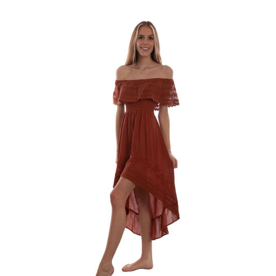 Fashions * | Scully Ladies Off Shoulder Hi/Lo Ginger Dress Psl-266-Gin Featured