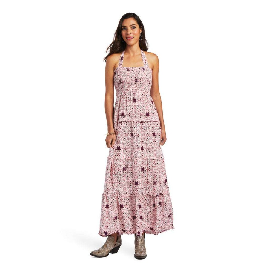 Fashions * | Ariat Women'S Memphis Multi Print Dress 10040518 Shop Pink