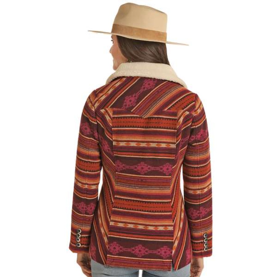 Fashions * | Powder River Ladies Serape Stripe Fuchsia Wool Coat Prwo92Rzyy-53 Bestsellers