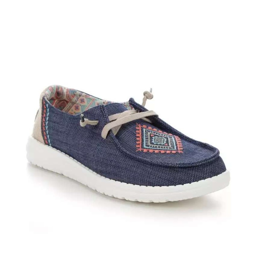 Shoes * | Hey Dude Ladies Wendy Boho Ocean Blue Slip On Shoes 121412729 Special Style