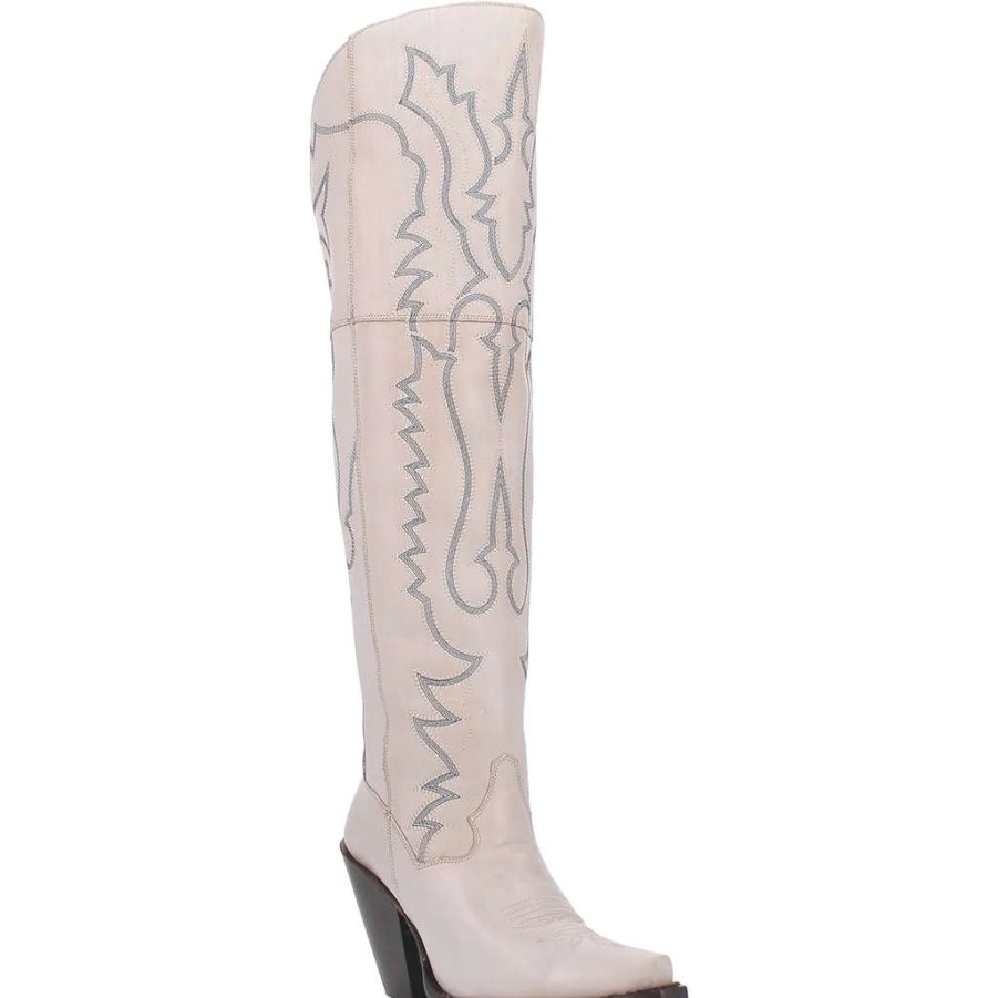 Booties * | Dan Post Ladies Loverly Snip Toe Tall Leather Boots Dp4377 Online White