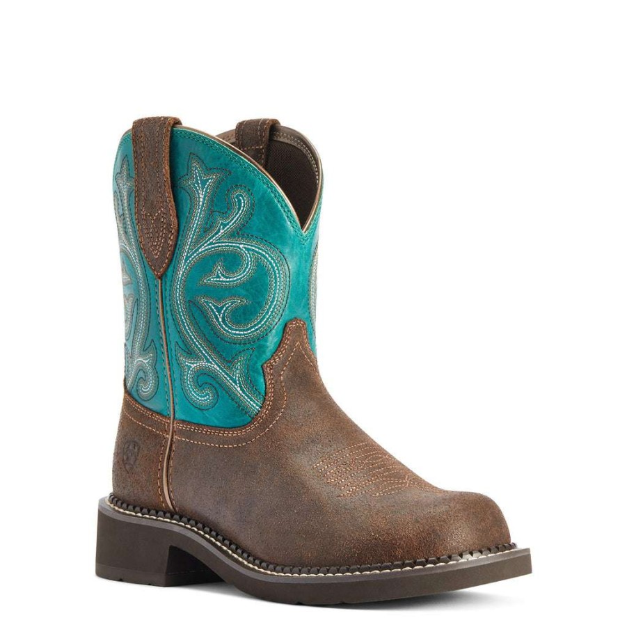 Booties * | Ariat Ladies Fatbaby Heritage Worn Hickory & Shamrock Boots 10042463 Discount Online Brown