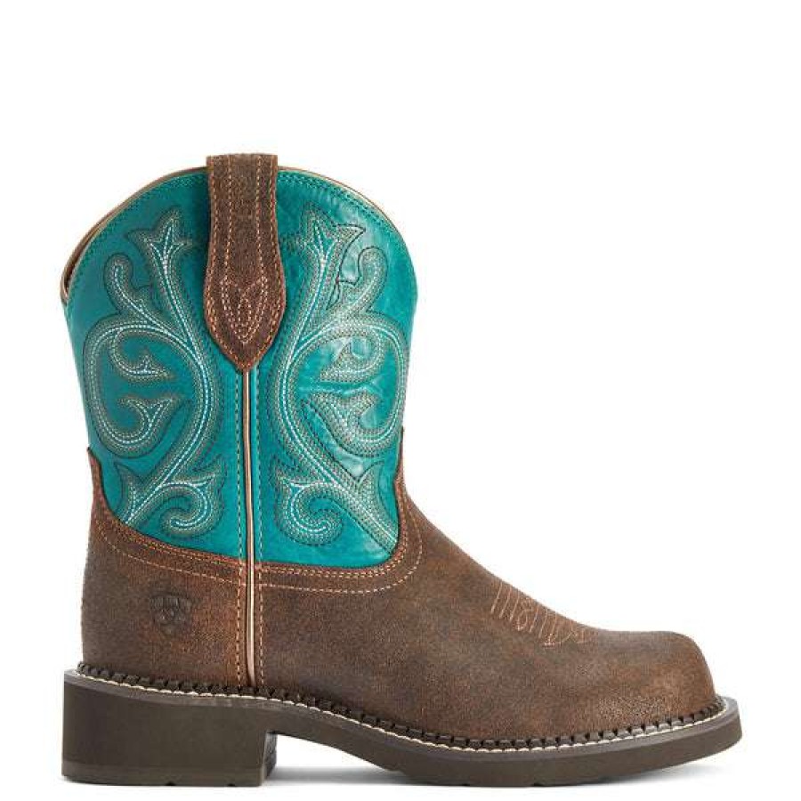 Booties * | Ariat Ladies Fatbaby Heritage Worn Hickory & Shamrock Boots 10042463 Discount Online Brown