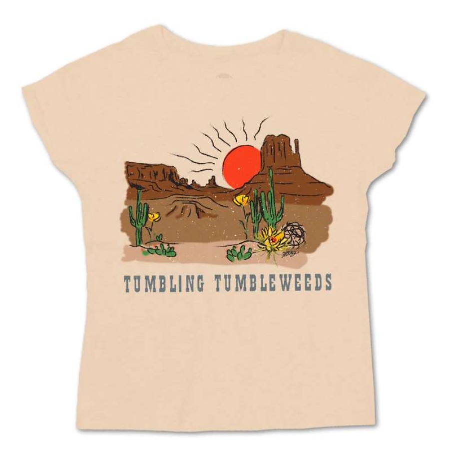 Fashions * | Hooey Ladies "Tumbling Tumbleweeds" Short Sleeve Cream Tee Ht1631Cr Shop