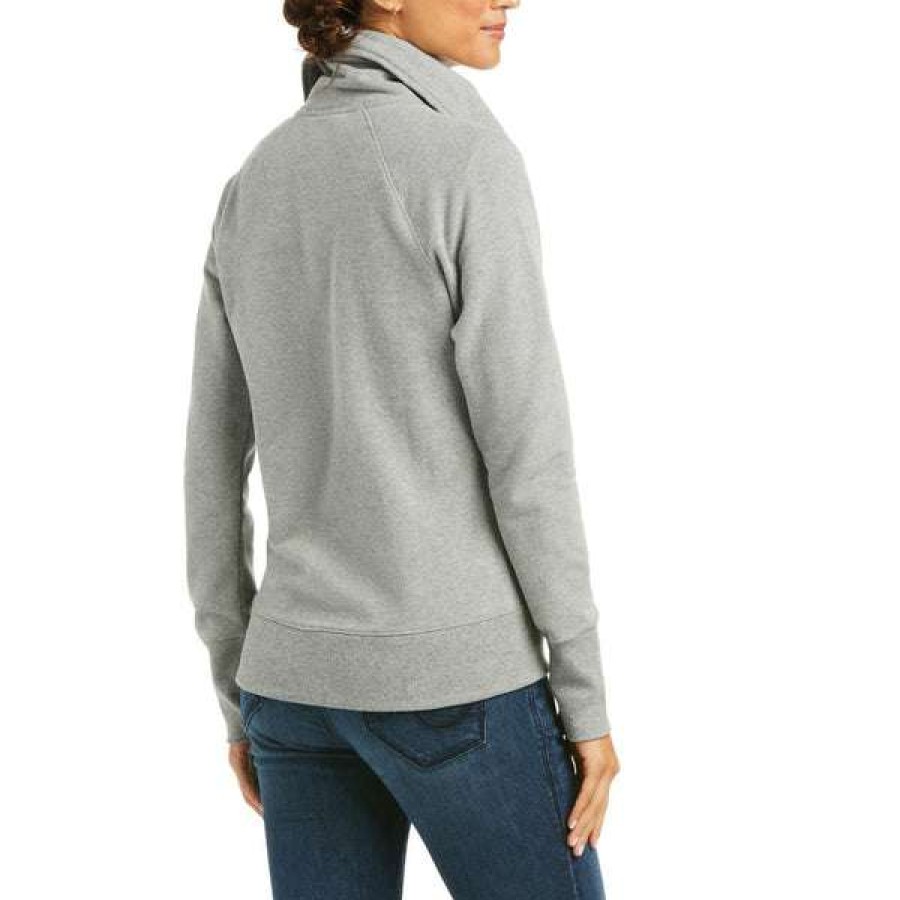 Fashions * | Ariat Ladies Team Logo Heather Grey Full Zip Sweatshirt 10037614 Promotions