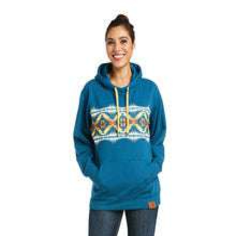 Fashions * | Ariat Ladies Pendleton Night Dance Aztec Hoodie 10036951 Fashionable Blue