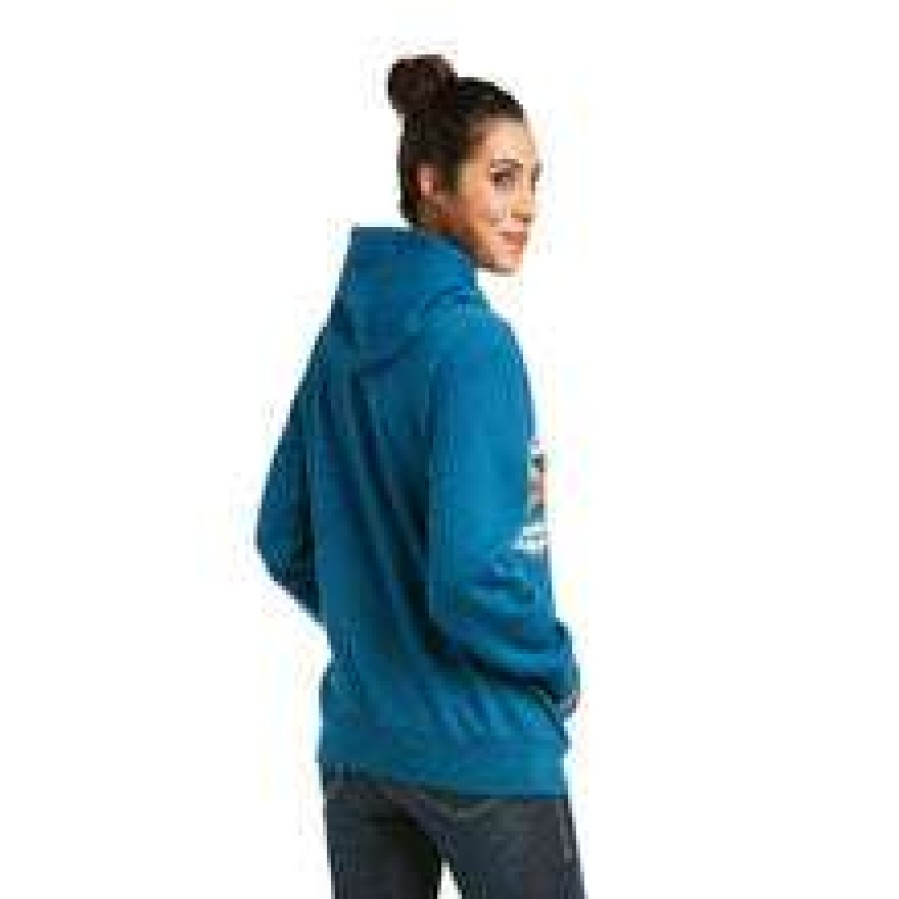 Fashions * | Ariat Ladies Pendleton Night Dance Aztec Hoodie 10036951 Fashionable Blue