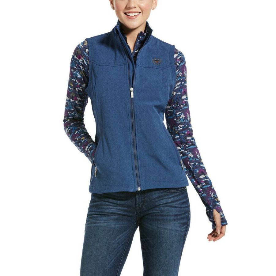 Fashions * | Ariat Ladies New Team Marine Full-Zip Softshell Vest 10032728 Special Offers Blue