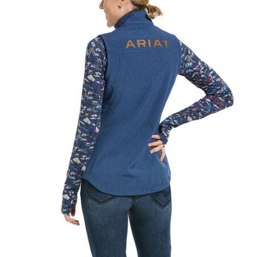 Fashions * | Ariat Ladies New Team Marine Full-Zip Softshell Vest 10032728 Special Offers Blue