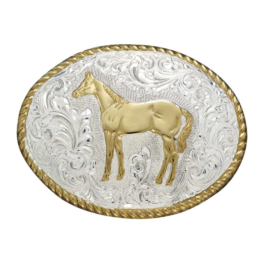 Fashions * | Crumrine Oval Rope Edge Standing Horse Belt Buckle C01578 Special Style