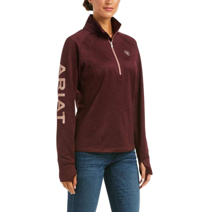 Fashions * | Ariat Ladies Windsor Wine Tek Team Half Zip Sweatshirt 10037626 Bestsellers