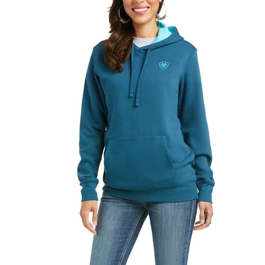 Fashions * | Ariat Ladies Real Arm Logo Eurasian Hoodie 10037575 Fashion