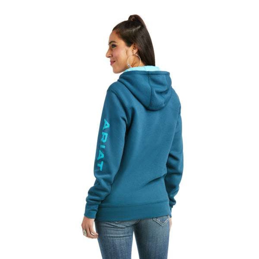 Fashions * | Ariat Ladies Real Arm Logo Eurasian Hoodie 10037575 Fashion