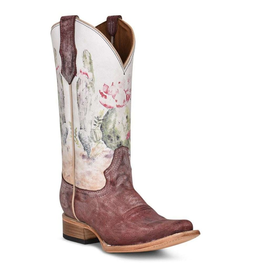 Booties * | Circle G By Corral Ladies Desert Stamp Wine Bone Boots L5812 Online