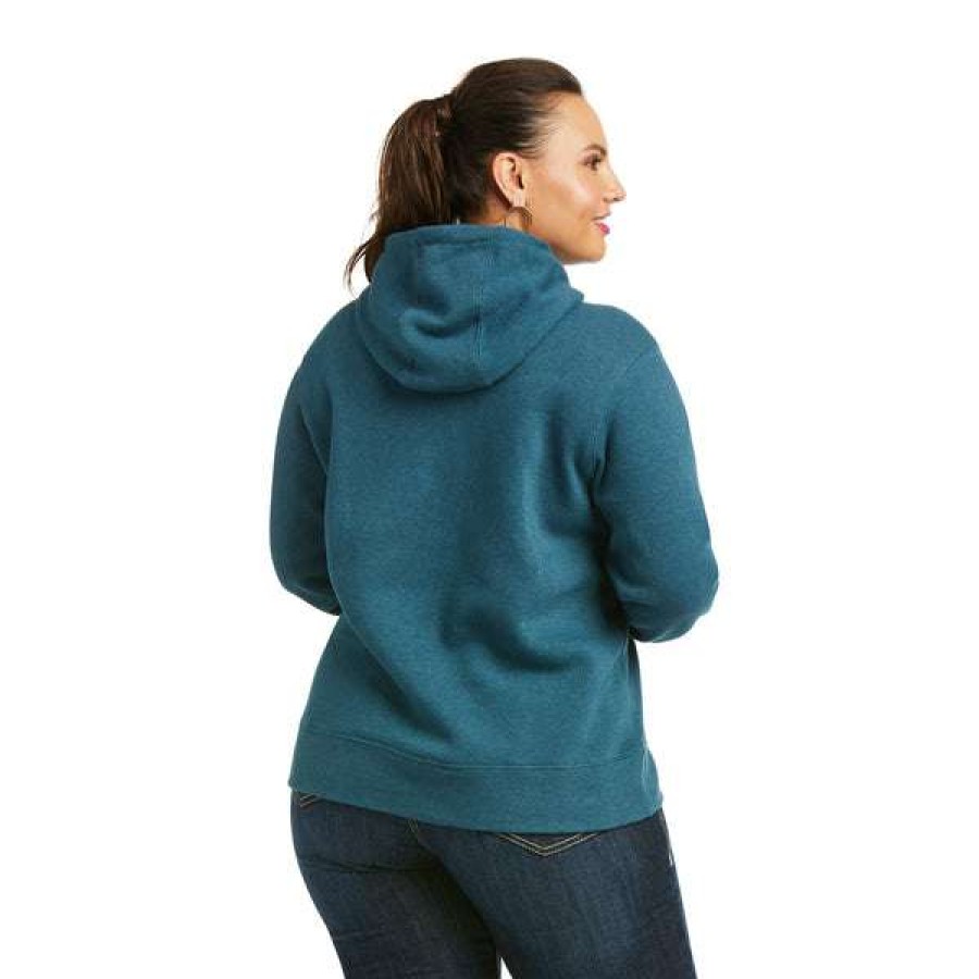 Fashions * | Ariat Women'S R.E.A.L. Teal Arm Logo Hoodie 10037578 Crazy Deals