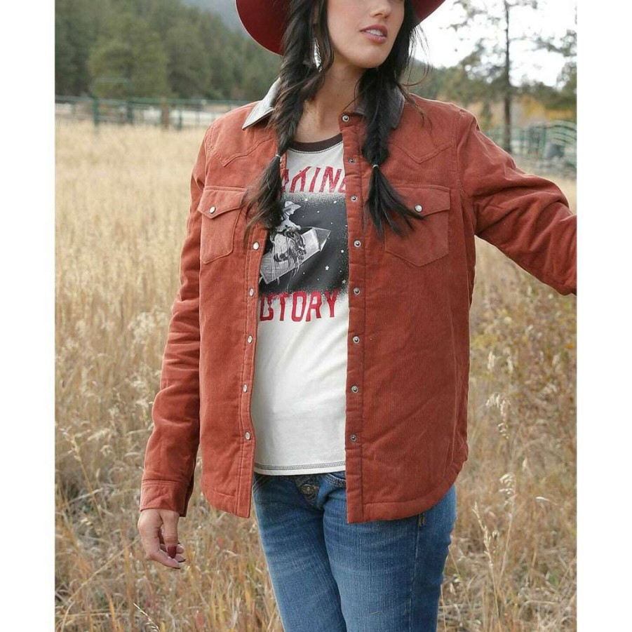 Fashions * | Cruel Denim Ladies Corduroy Western Shirt Jacket Cwj7309001 Bestsellers Brown