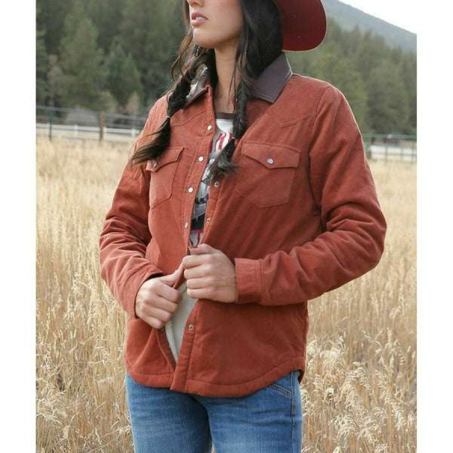 Fashions * | Cruel Denim Ladies Corduroy Western Shirt Jacket Cwj7309001 Bestsellers Brown