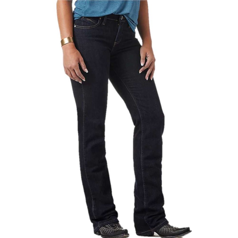 Fashions * | Wrangler Ladies Ultimate Riding Q-Baby Mid-Rise Bootcut Jeans Wrq20St Flash Sale Blue