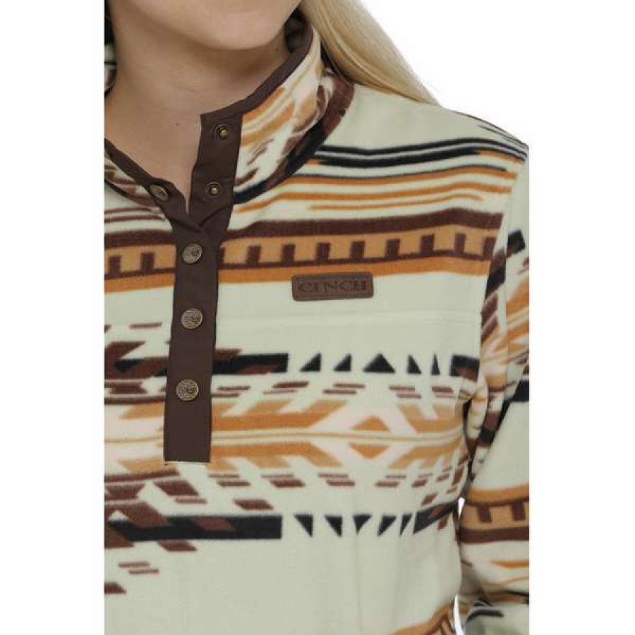 Fashions * | Cinch Ladies Green Aztec Printed Pullover Mak9820010 Latest Fashion