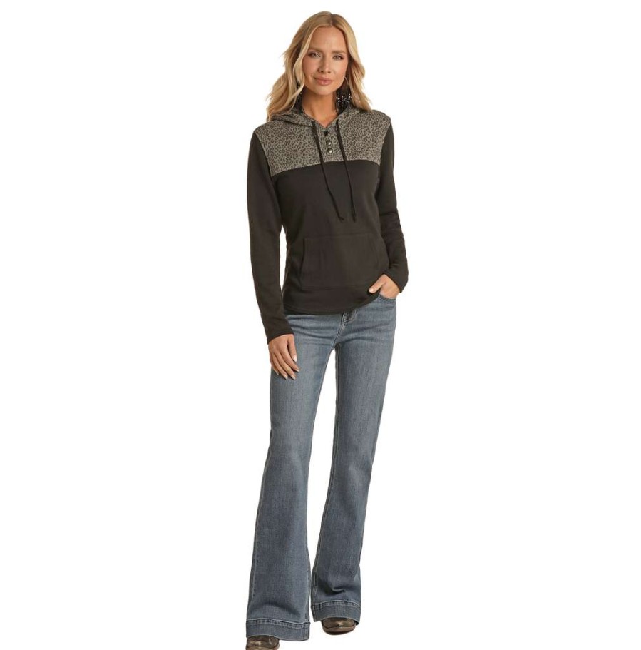 Fashions * | Panhandle White Label Ladies Black Half Snap Hoodie Wlwt94R02N-01 Shop