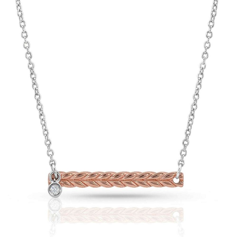 Fashions * | Montana Silversmiths Ladies Rose Braided Bar Necklace Nc4567 Discount Online