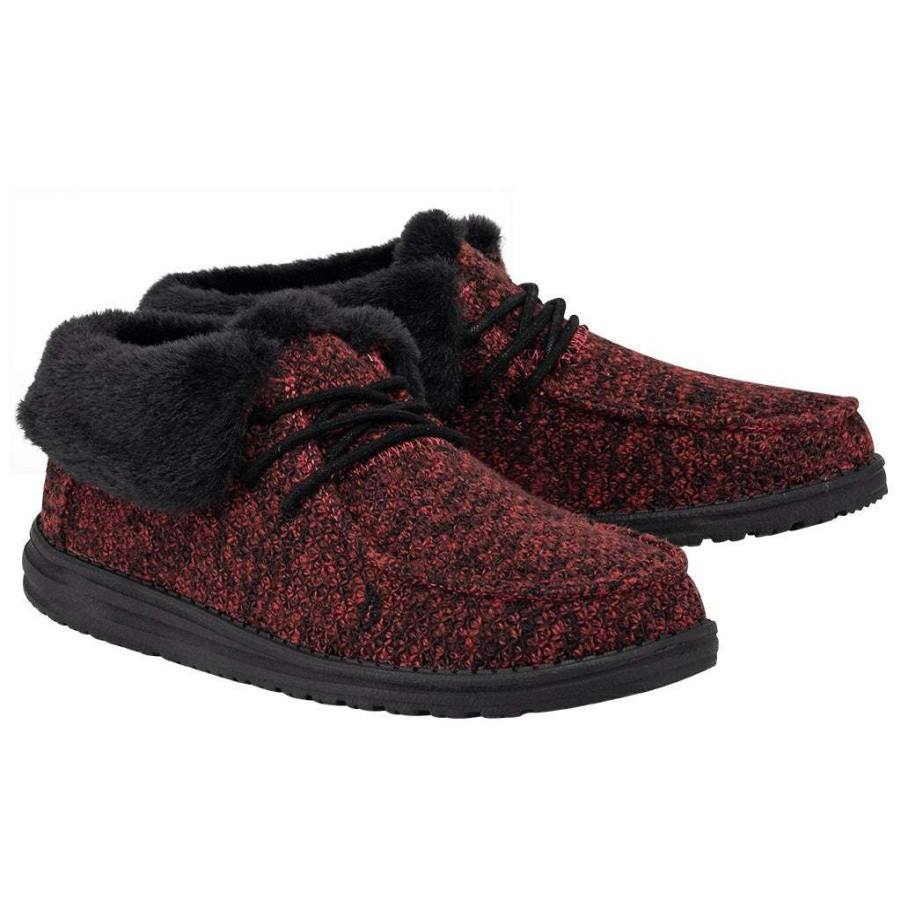 Shoes * | Hey Dude Ladies Britt Lumberjack Shoes 121776853 Flash Sale Red