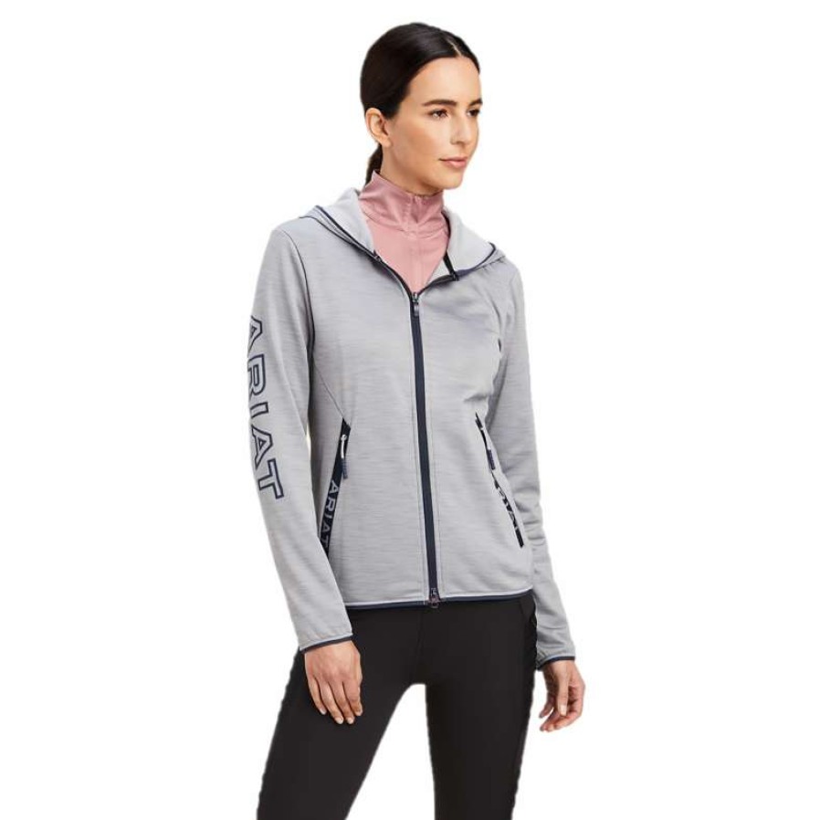 Fashions * | Ariat Ladies Byron Full Zip Heather Grey Hooded Jacket 10039590 Shop