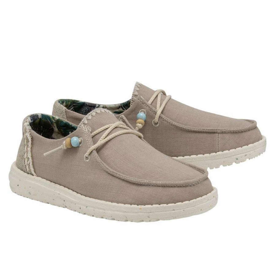 Shoes * | Hey Dude Ladies Wendy Natural Rose Slip On Shoes 122155005 Lower Prices Grey