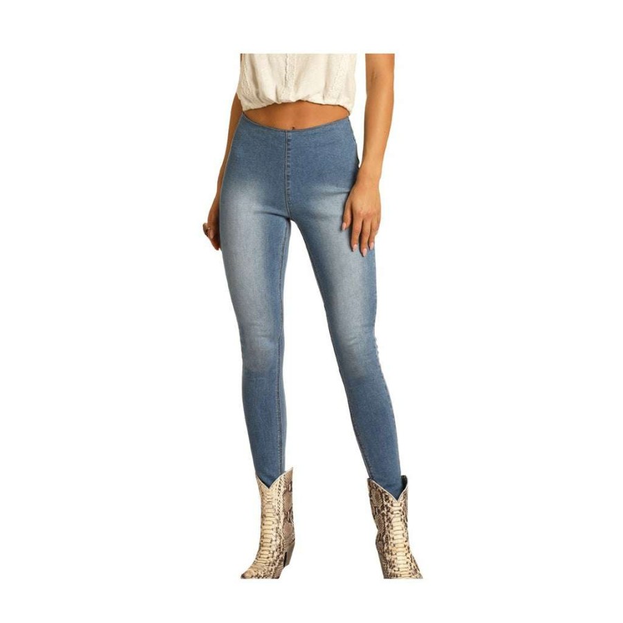 Fashions * | Rock & Roll Denim Ladies High Rise Light Wash Skinny Jeans Wps9755 Fashionable