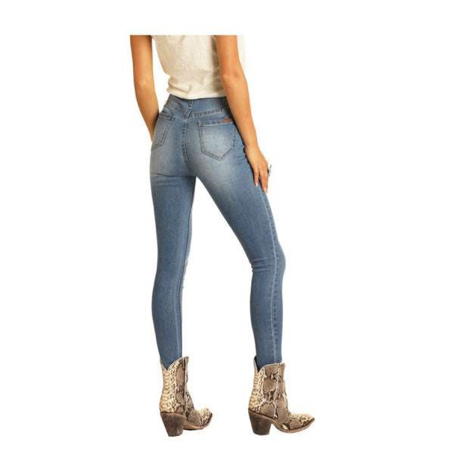 Fashions * | Rock & Roll Denim Ladies High Rise Light Wash Skinny Jeans Wps9755 Fashionable