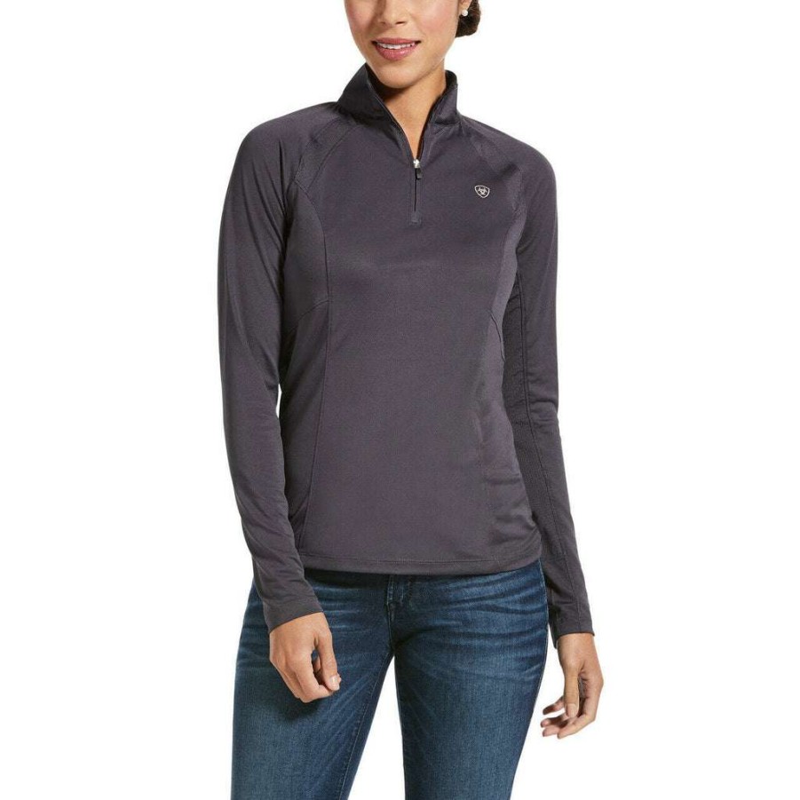 Fashions * | Ariat Ladies Periscope Sunstopper 2.0 1/4 Zip Baselayer 10032678 Crazy Deals Grey