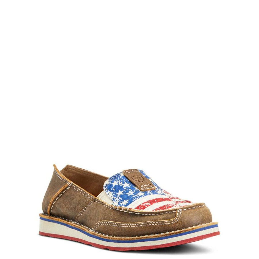 Shoes * | Ariat Ladies Distressed Flag Cruiser Shoes 10040359 Bestsellers Brown